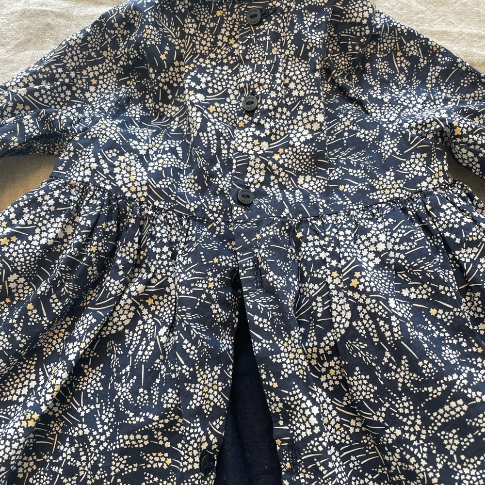JACADI Navy Blue Floral Liberty Print Dress 6 Months - Picture 6 of 6